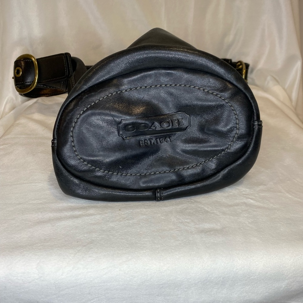 Coach Bleeker Tattersall Duffle Bucket Black Leather Shoulder Bag - Picture 7 of 12
